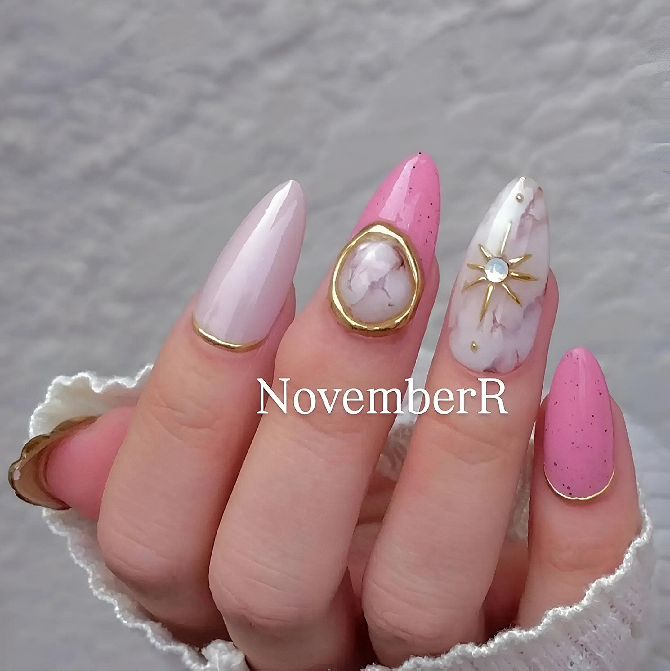 LA614☆ミラーキルティング大人ボヘミアンネイルチップ | NovemberR