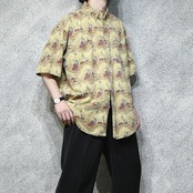 dog & bird pattern cotton shirt