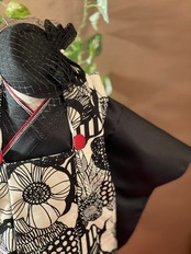 【受注製作】北欧アートモダンフラワー柄　七五三の被布単品点　3歳 男の子の祝い着 七五三被布単品