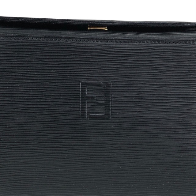 FENDI フェンディ ショルダーバッグ ブラック ロゴ レザー 型押し vintage ヴィンテージ オールド asc2di