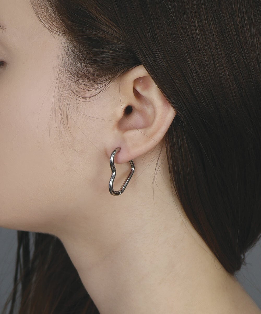 【SELECT】サージカルステンレス 316L ハート フープピアス / 金属アレルギー対応