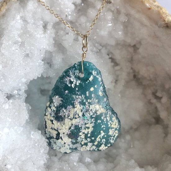 ローマングラス ペンダントトップ K14GF アンティークビーズ