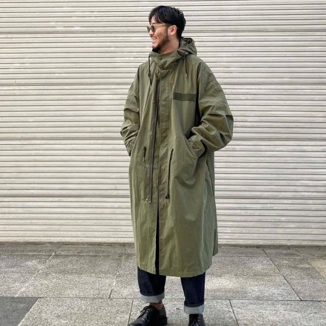 【予約販売】モッズコート ロング丈 メンズ 無地 ミリタリー カーキ ブラック オーバーサイズ アウター 防寒 こなれ感 カジュアル シンプル お洒落 羽織 こなれ感 韓国 トレンド 冬 秋 M/L/XL