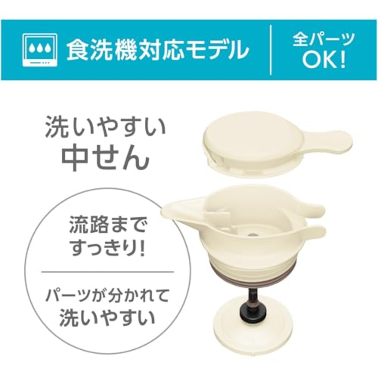 【食洗機対応モデル】 サーモス ステンレスポット 1.5L アイボリー 保温ポット 卓上ポット 保温保冷 広口設計 TTG-1500 IV