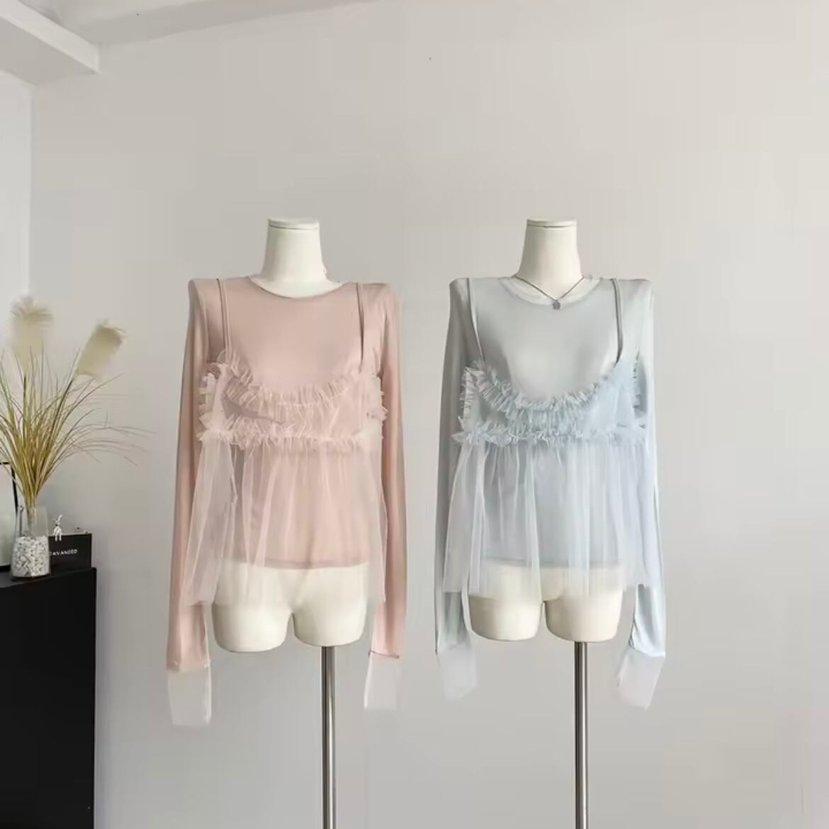 sheer bustier long t-shirt set