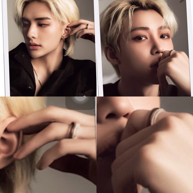 ★Stray Kids ヒョンジン&フィリックス カップルリング！！ブラック＆ホワイト マーブル アクリルリング