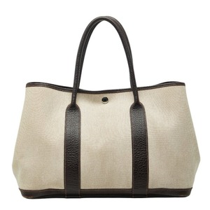 エルメス ガーデンパーティPM トートバッグ マロン ブラウン系 トワルアッシュ レザー キャンバス レディース HERMES 【中古】