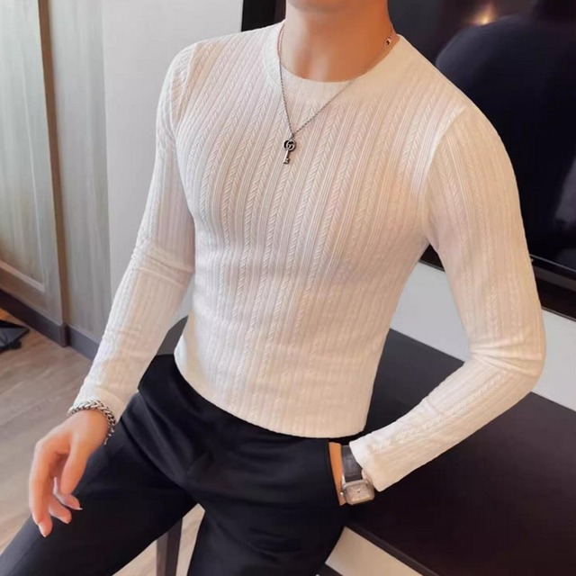 ストライプスリム長袖トップス（7color） M0024