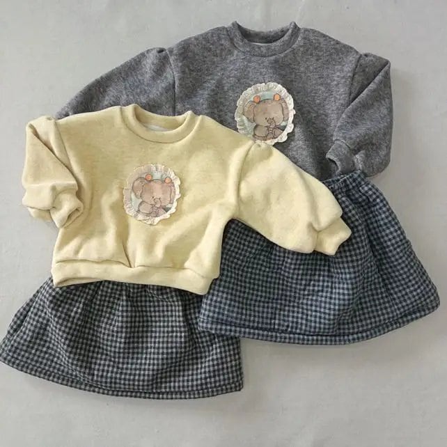テディチェックセットアップ S,M,L,XL,JS / AIAI 26winter/ 韓国子供服