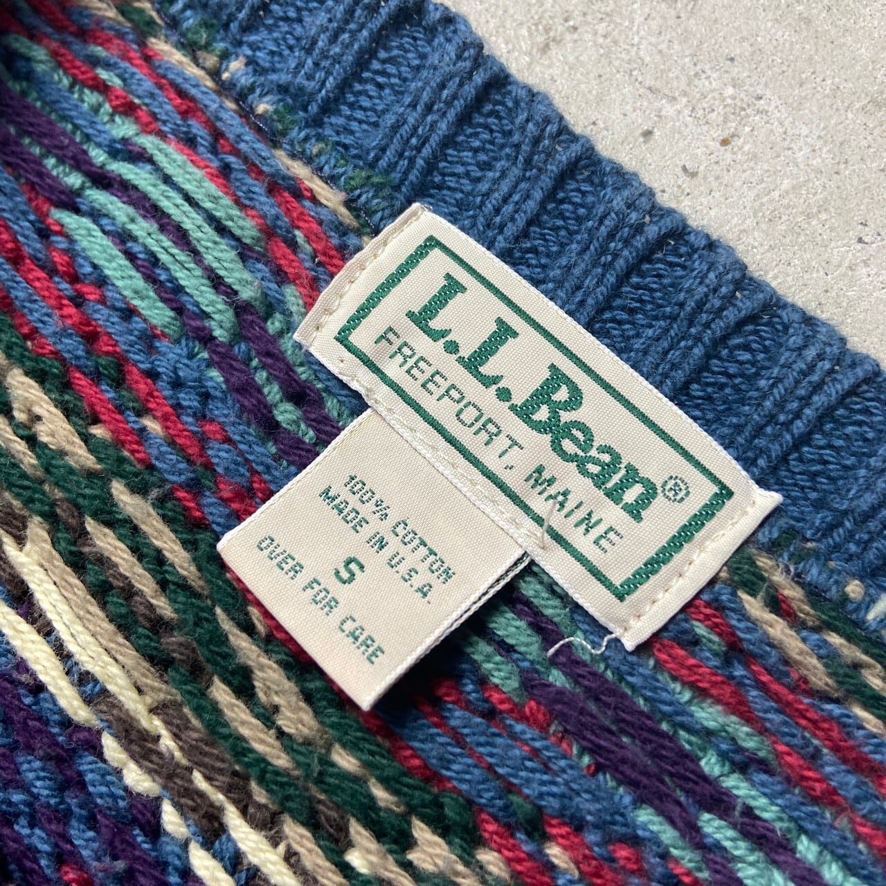 90年代 USA製 L.L.Bean エルエルビーン ノルディック柄 コットンニット