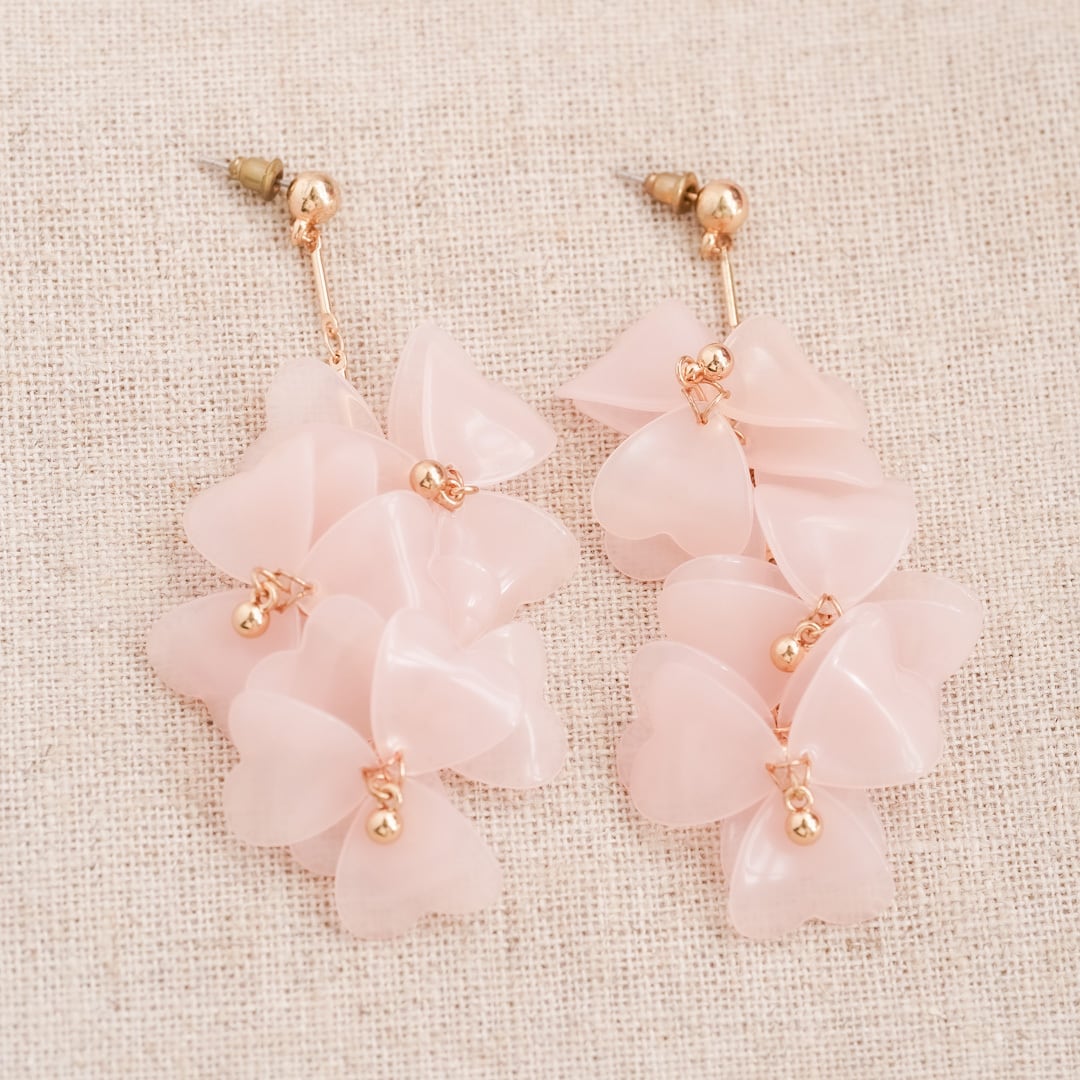 Valentine's Day Marche: Floral motif layered lucite post earrings