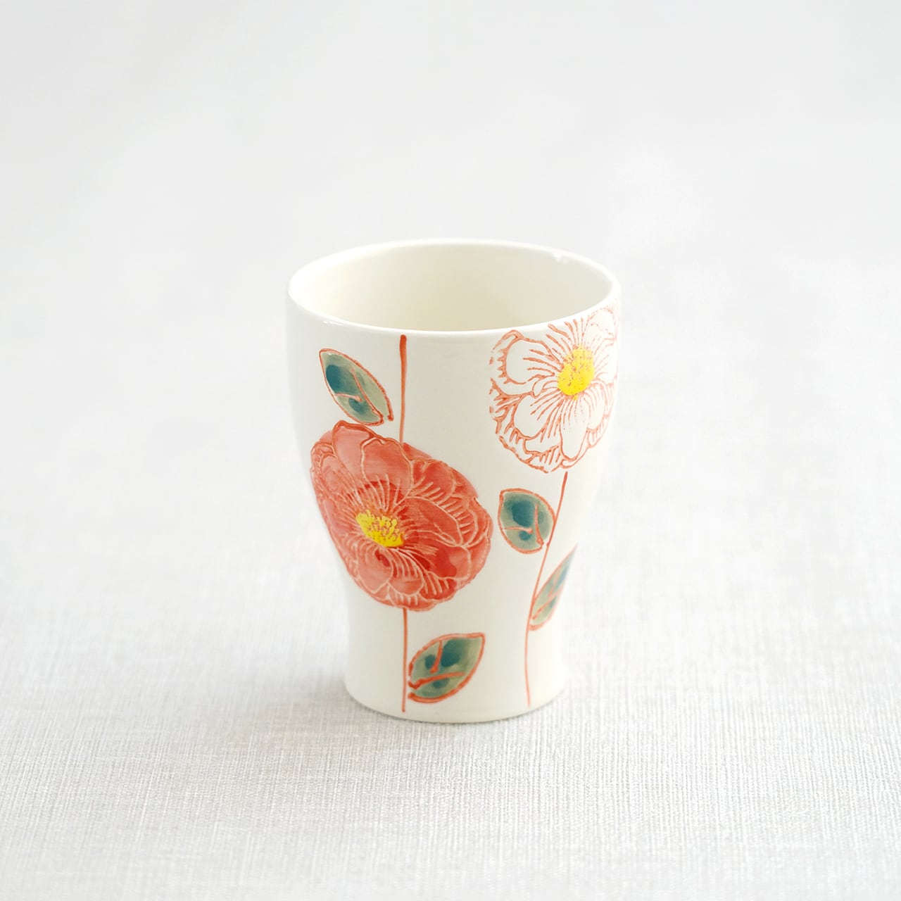 花かざり 反コップ（青・赤） | 菊祥陶器／工房祥sho～ Kikusho