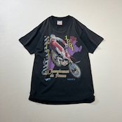90s USA ONEITA　シングルステッチ　フェード　両面プリント　Tシャツ　オニータ　ブラック　L 古着
