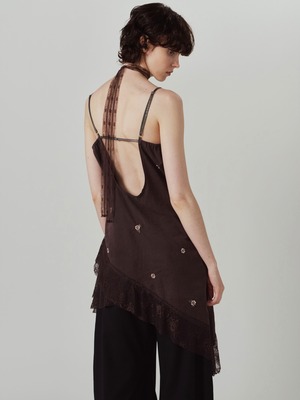 Lace Cami Dress / BROWN