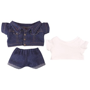 【在庫処分】niannyyhouse　15cm ぬいぐるみ 服　ジーンズジャケット　白いTシャツ　綿人形の服　着せ替え (navy blue)
