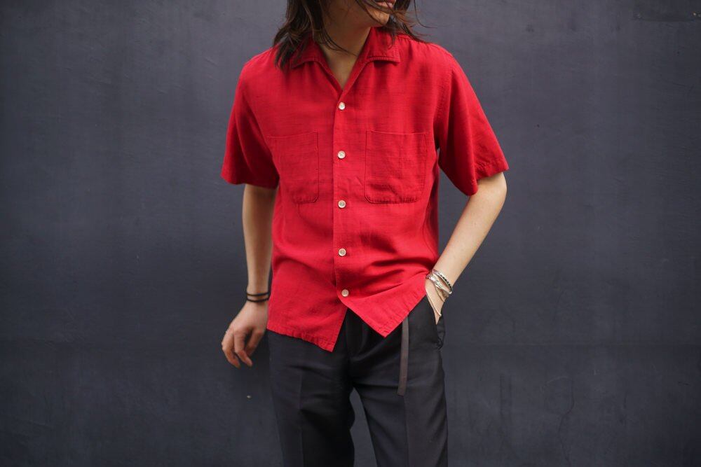 PENNEYS TOWNCRAFT] Vintage S/S Italian color rayon shirt [1960s
