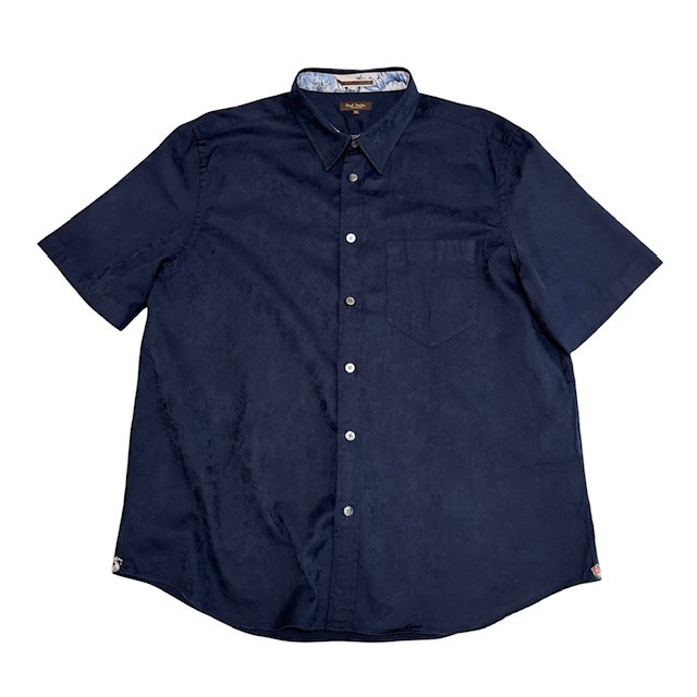 古着 ポールスミス コレクション PaulSmith 半袖シャツ クリーニング済み ネイビー 花柄 メンズ XLサイズ