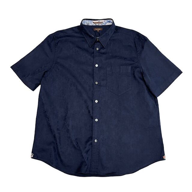 古着 ポールスミス コレクション PaulSmith 半袖シャツ クリーニング済み ネイビー 花柄 メンズ XLサイズ