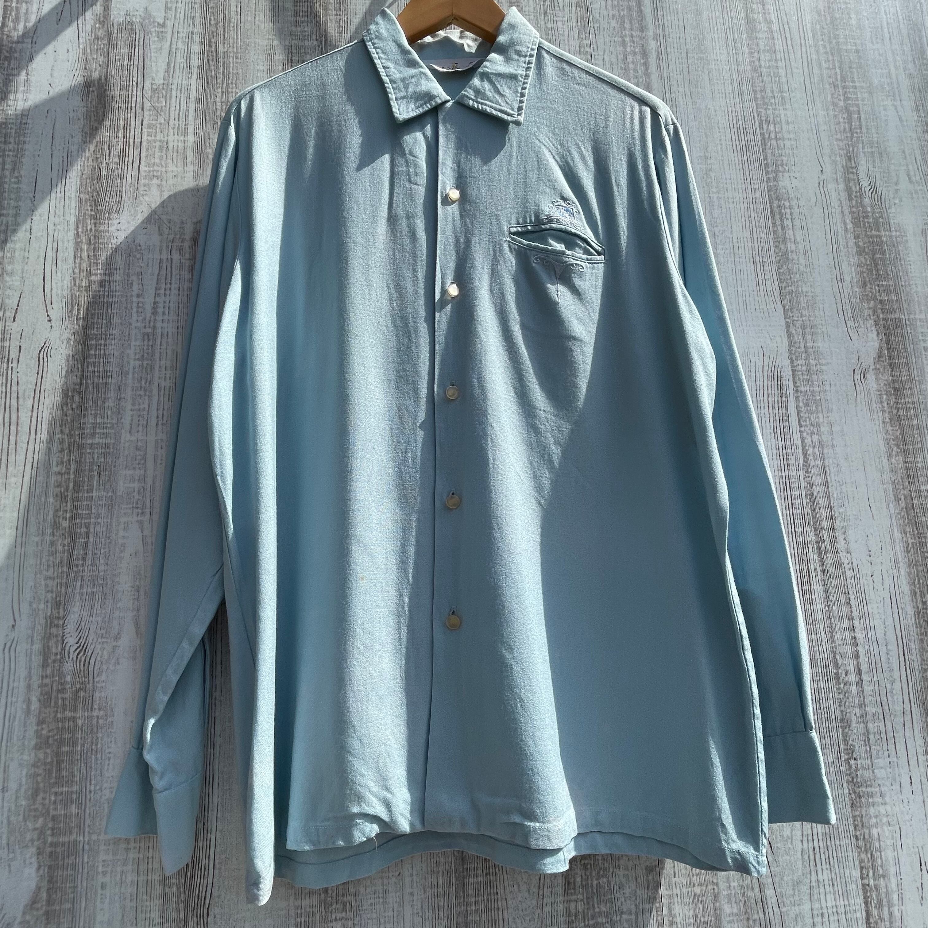 60s LANCER COTTON RAYON VINTAGE OPEN COLLAR SHIRTS