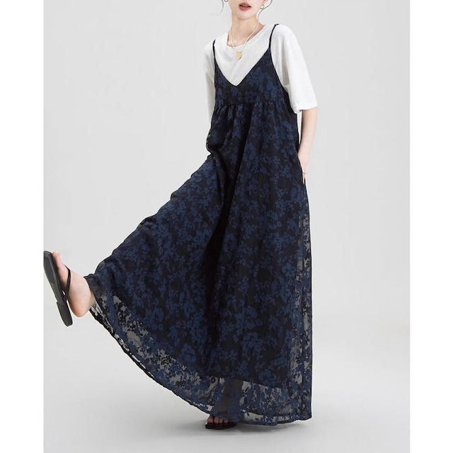 sheer blue floral one-piece