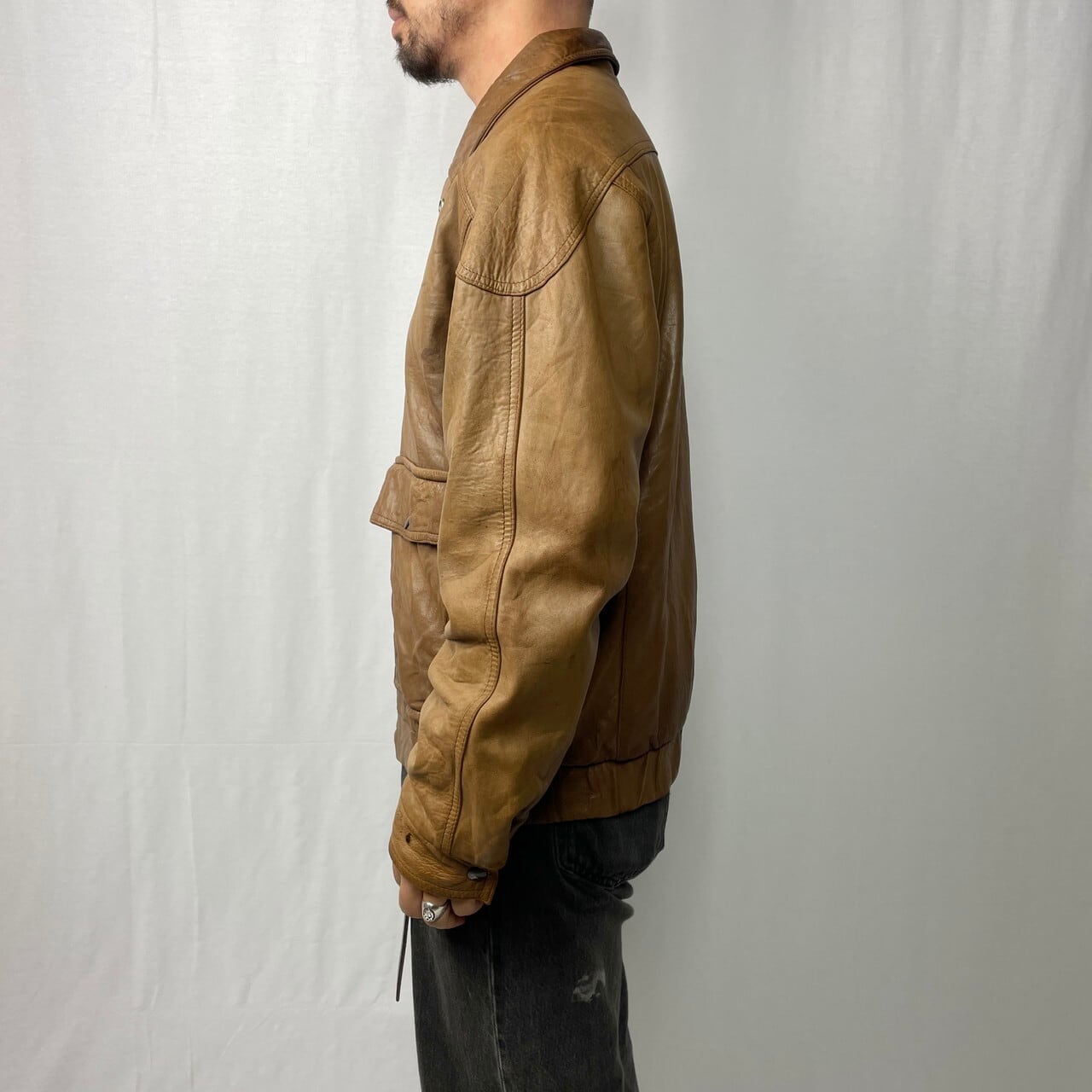 80年代 LONDON FOG ロンドンフォグ レザーブルゾン スポーツジャケット 