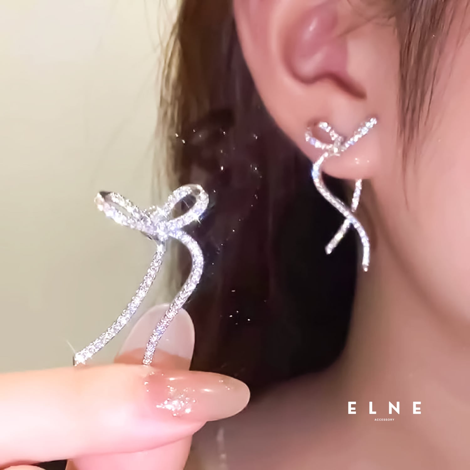 【数量限定アイテム】リボンスパークルジルコニアピアス