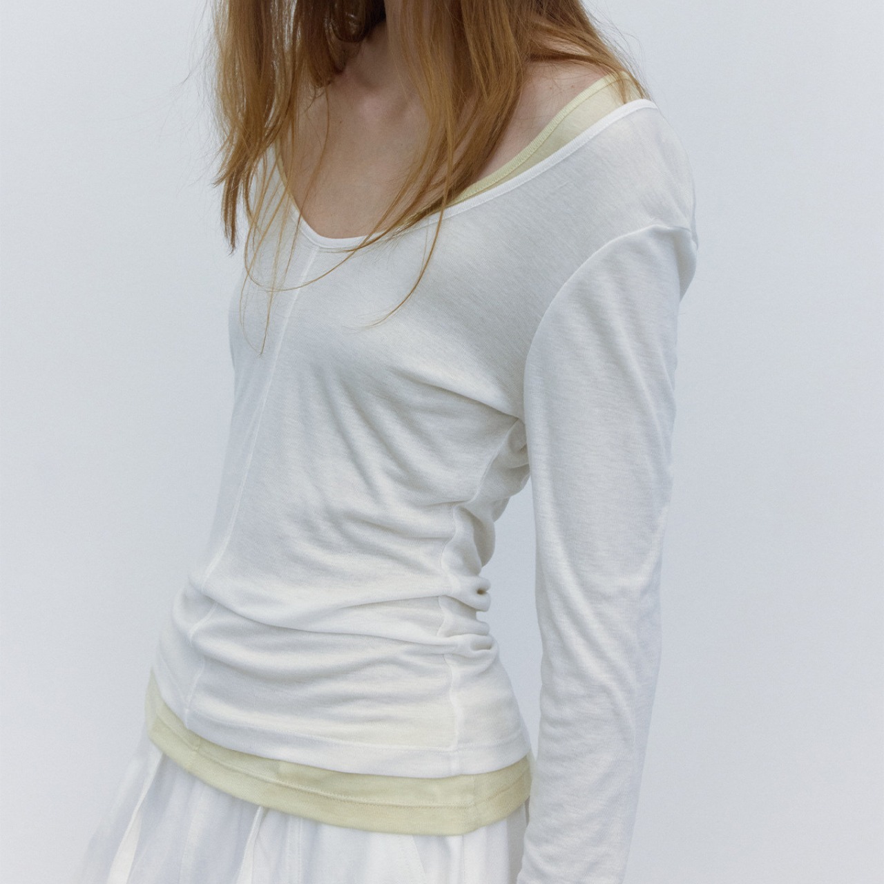 Long Sleeve U-Neck Tops 【8color】 T3485