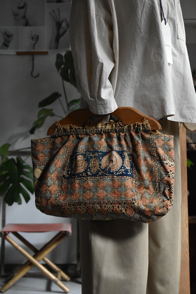 70’s−vintage “hand made bag” “wood  handle”