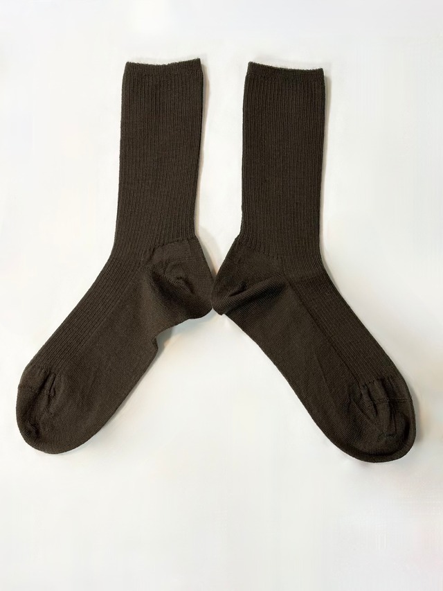 yahae・Wool Middle Gauge Ribbed Socks・Brown　4-4039-22