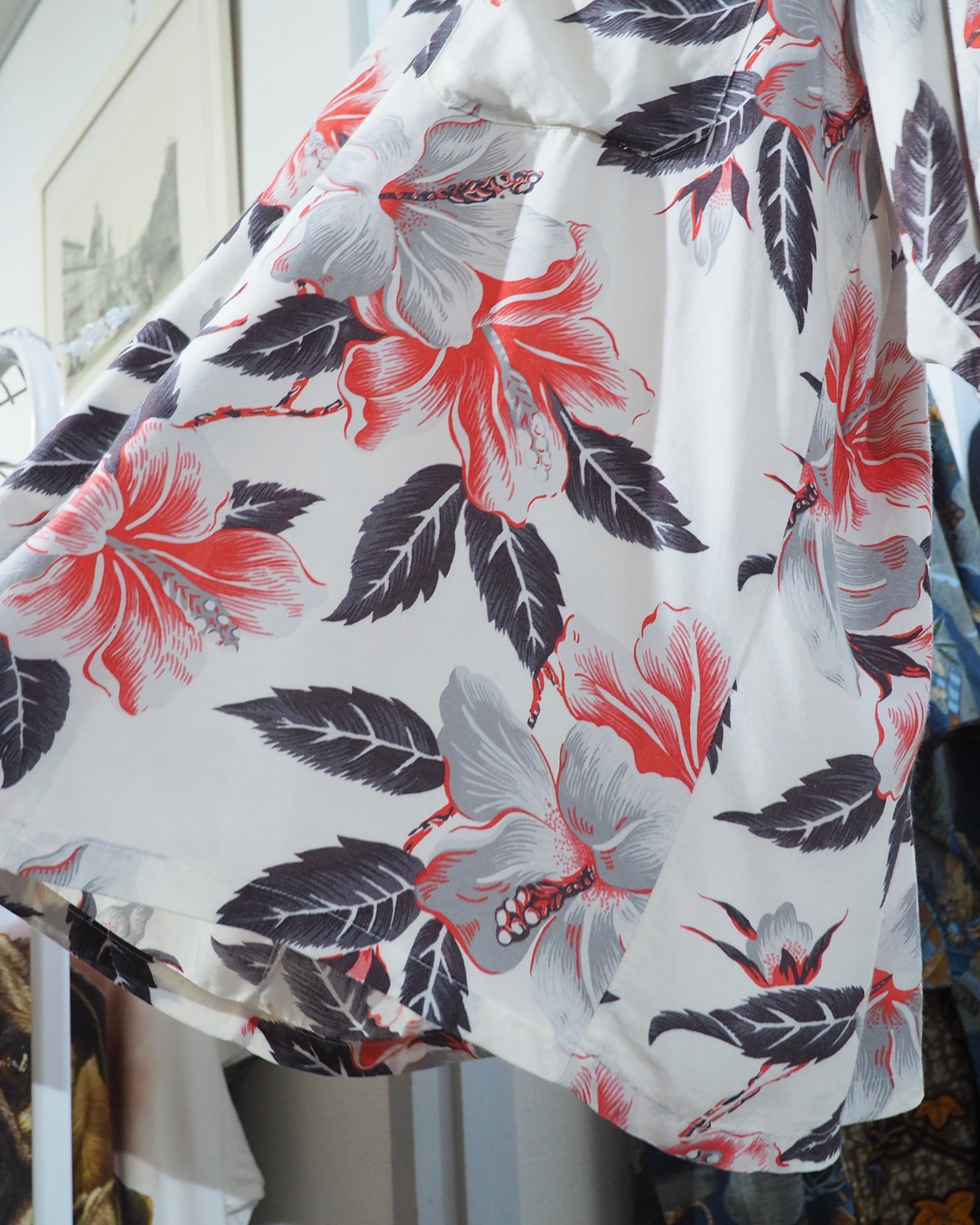 1980s " Reminiscence " Beautiful Flower all over pattern vintage Open collar shirt