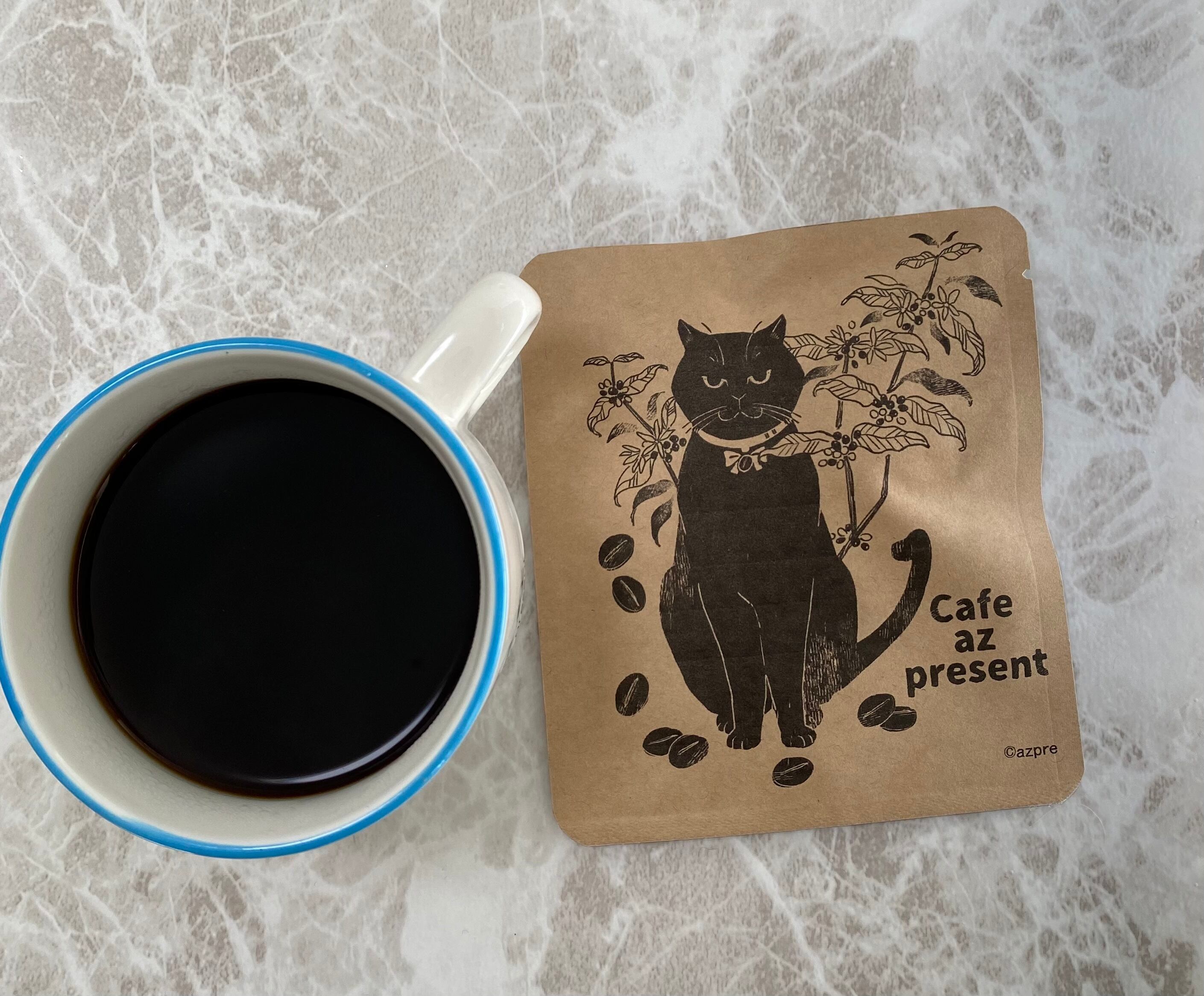猫ラベル azpresent ドリップバッグ珈琲3袋入り 猫柄贈答パッケージ
