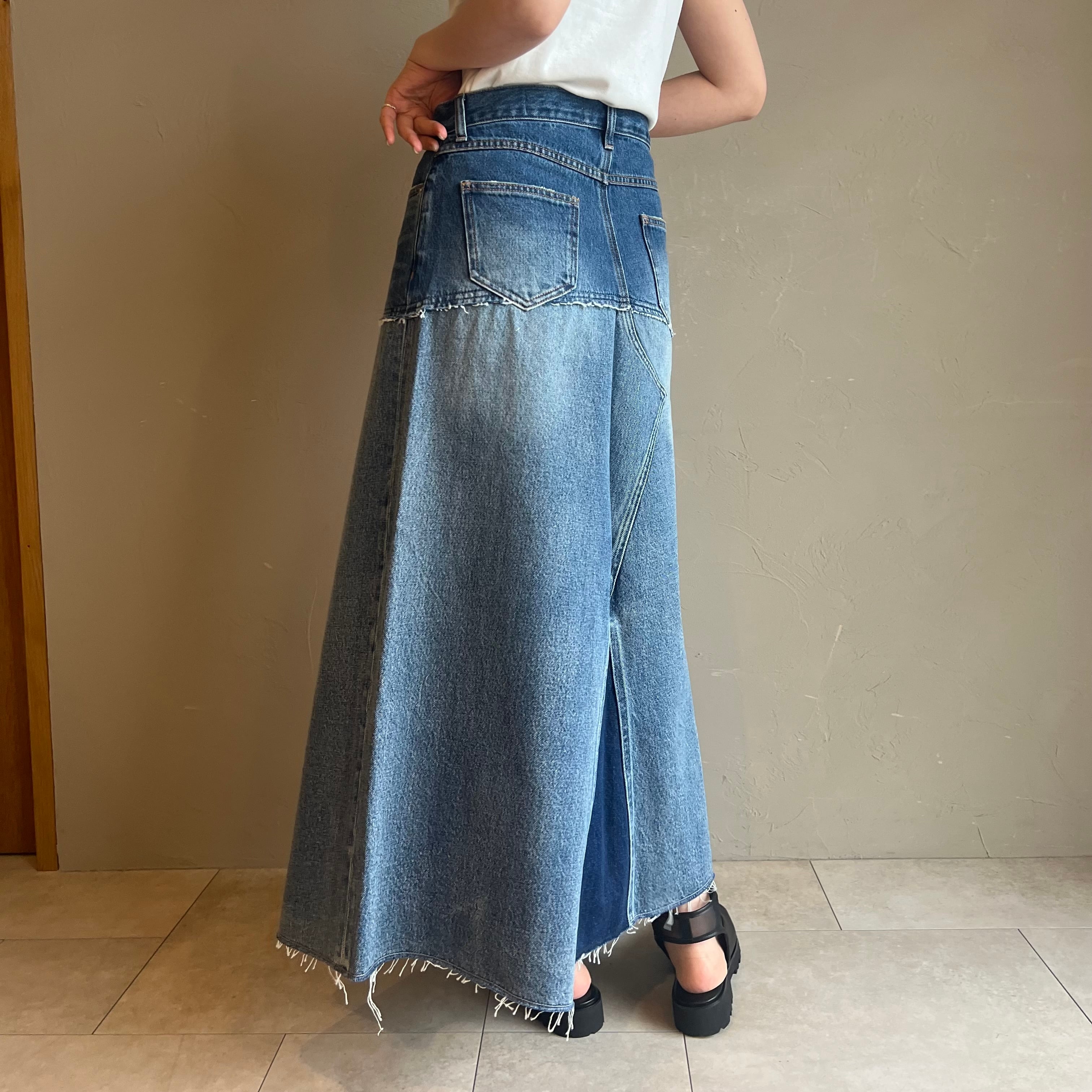 XSサイズのみ【 BIT BLUE 】リメイクデザインデニムスカート | valance