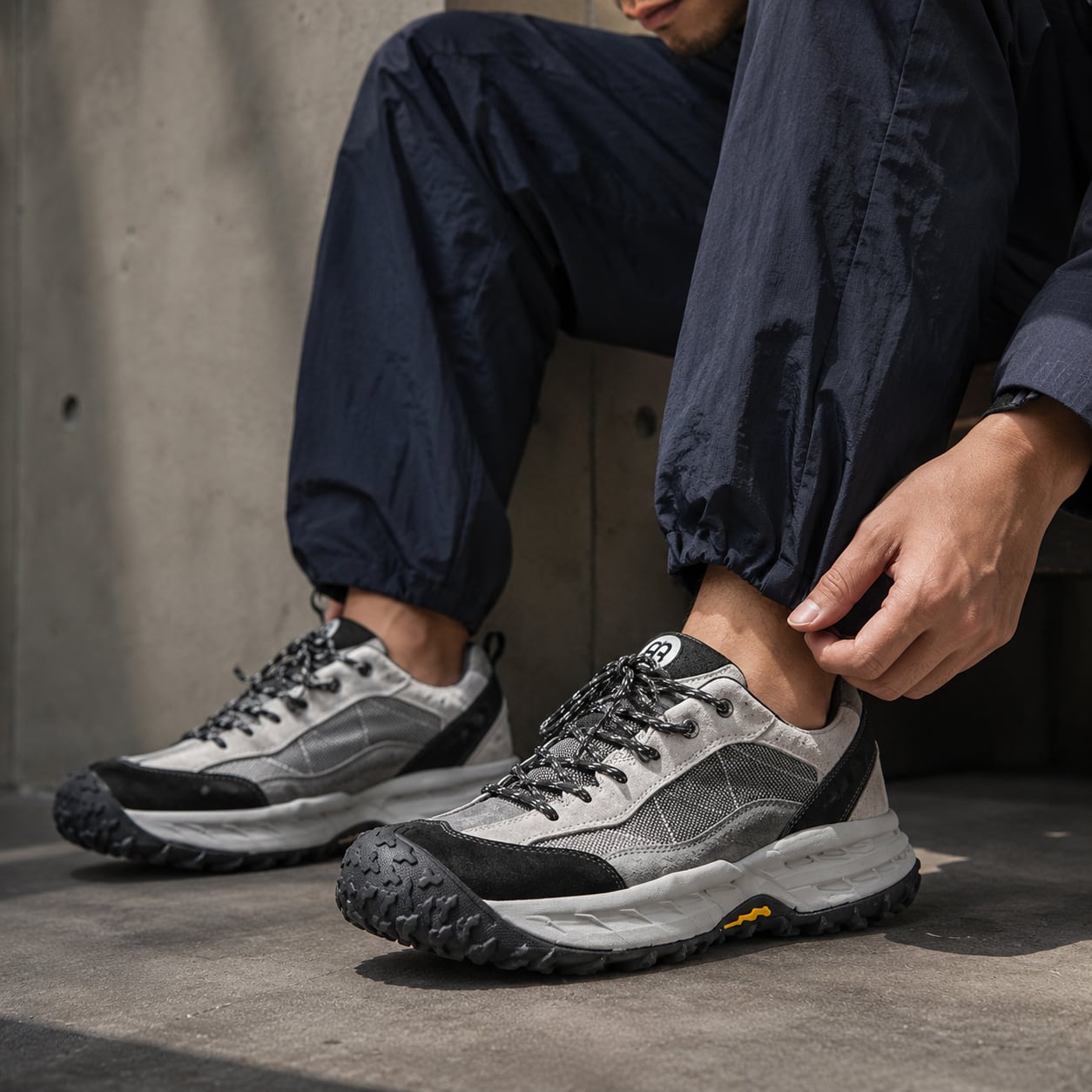 【H0686】Mesh Panel Thick Sole Low-Cut Sneakers / 2color