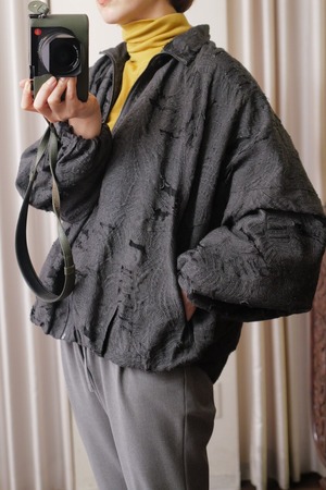 cut jacquard  dolman blouson gray