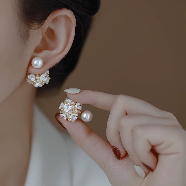 Flower pearl pierced【S00038】