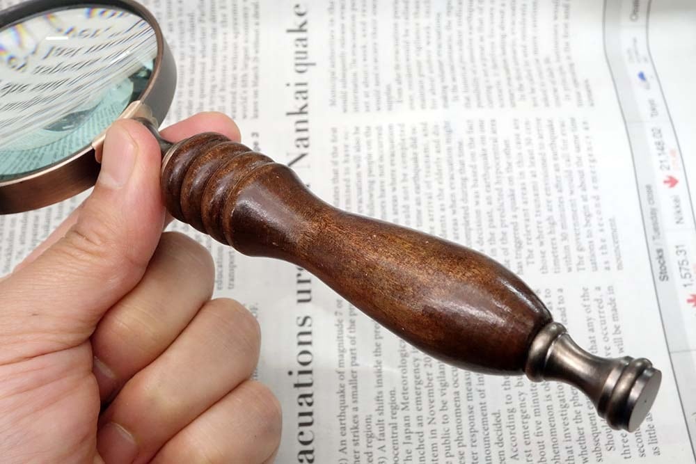 ハンドルーペ 72mm 拡大鏡 目に優しい3倍レンズ ビンテージ加工した