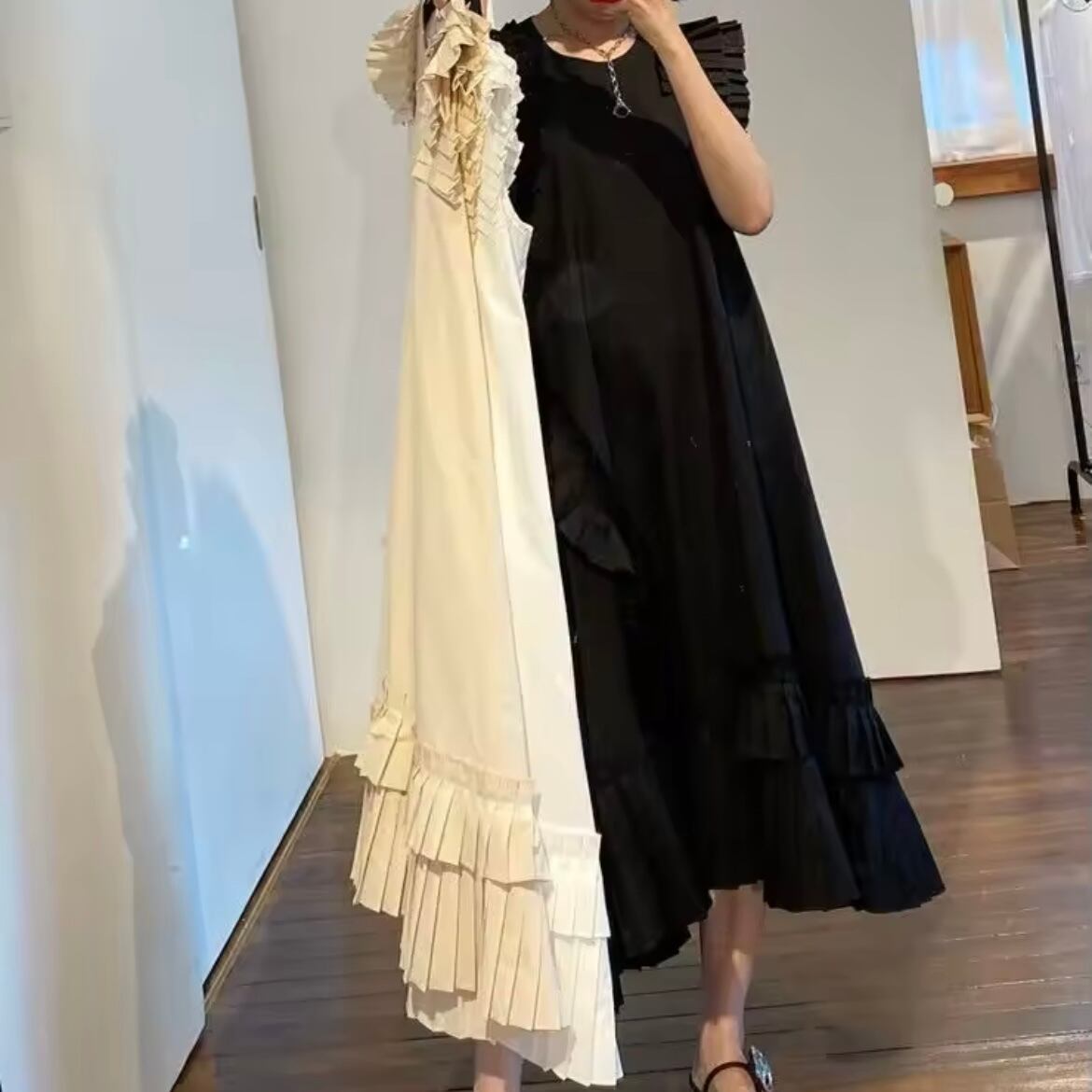 random pleats summer dress