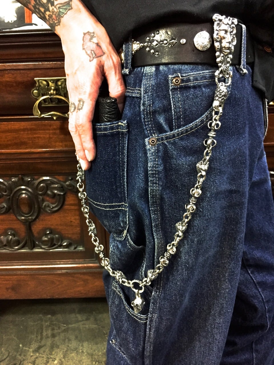 SIX WOLVES WALLET CHAIN w/1 SKULL / シックスウルヴス ウォレット チェーン・スカルトップ | GODSIZE