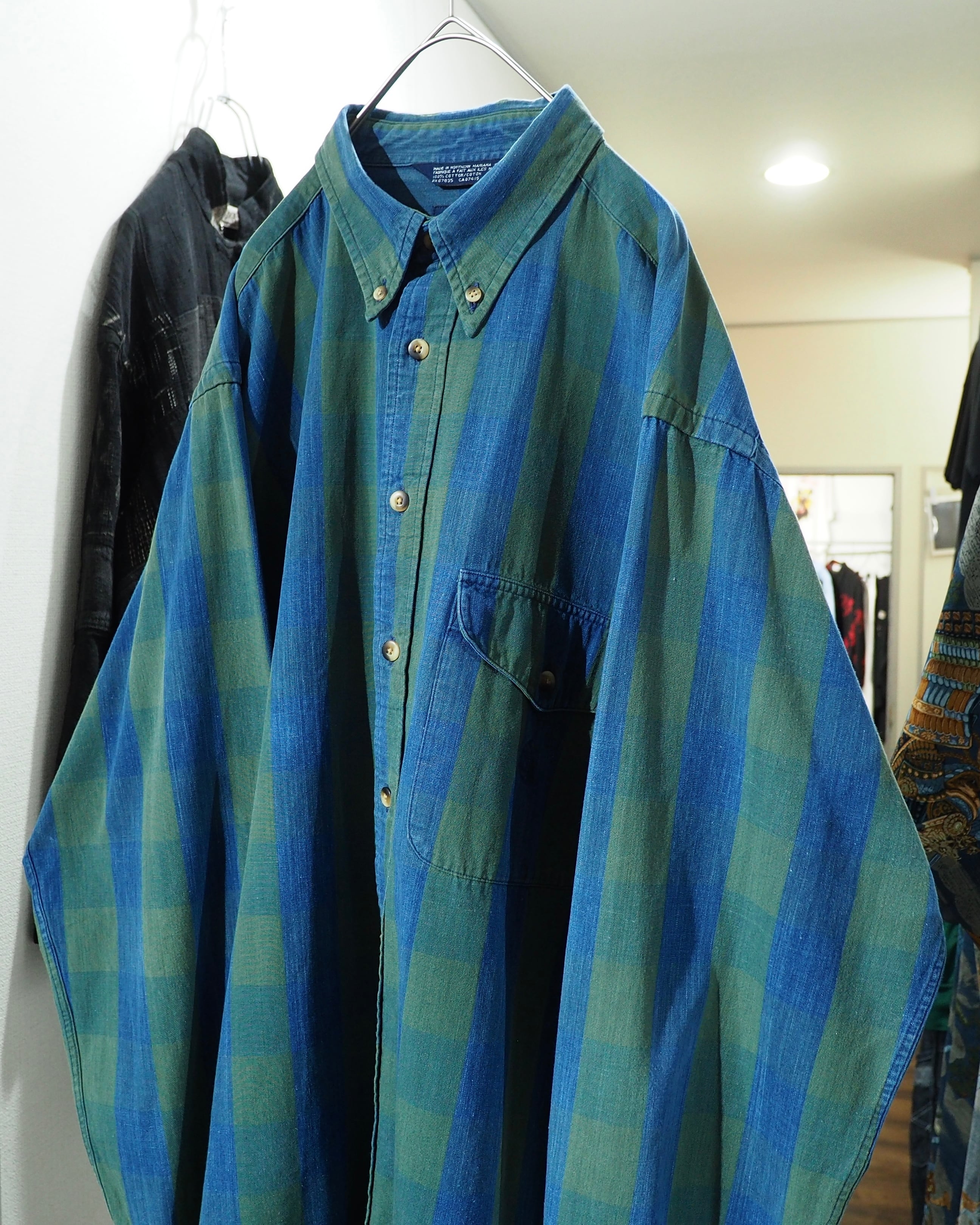 1990s " Old Nautica " Beautiful Buffalo check pattern vintage loose Button Down shirt