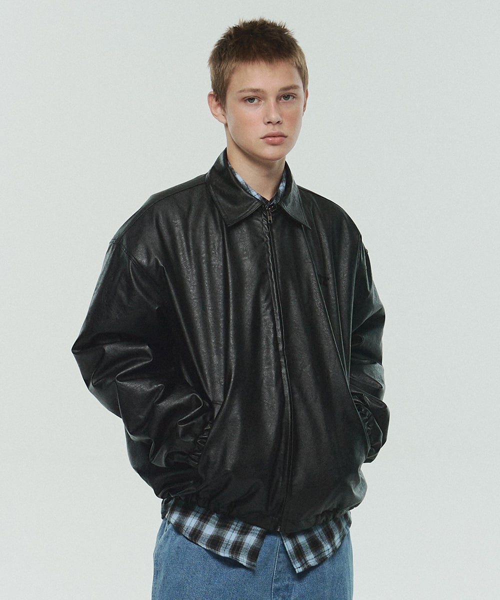 ITZABIVE] ITZ MINI LOGO VEGAN LEATHER JACKET 正規品 韓国ブランド