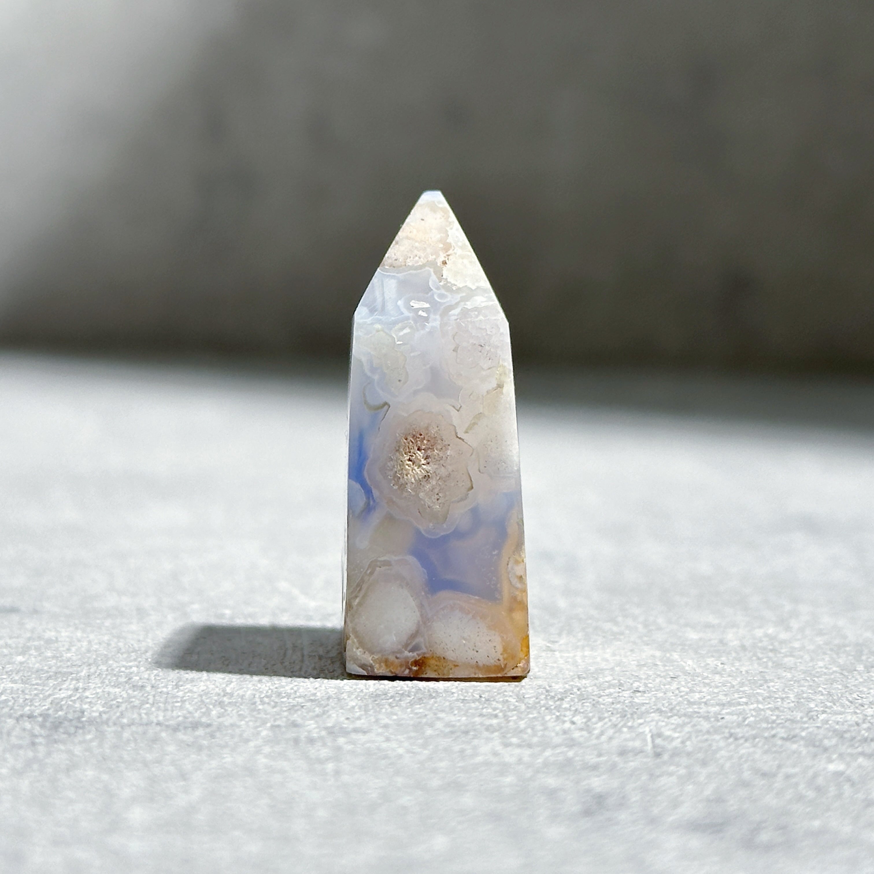 【コレクターズアイテム】アゲート ブルーフラワーアゲート タワー型 21◇Blue Flower agate