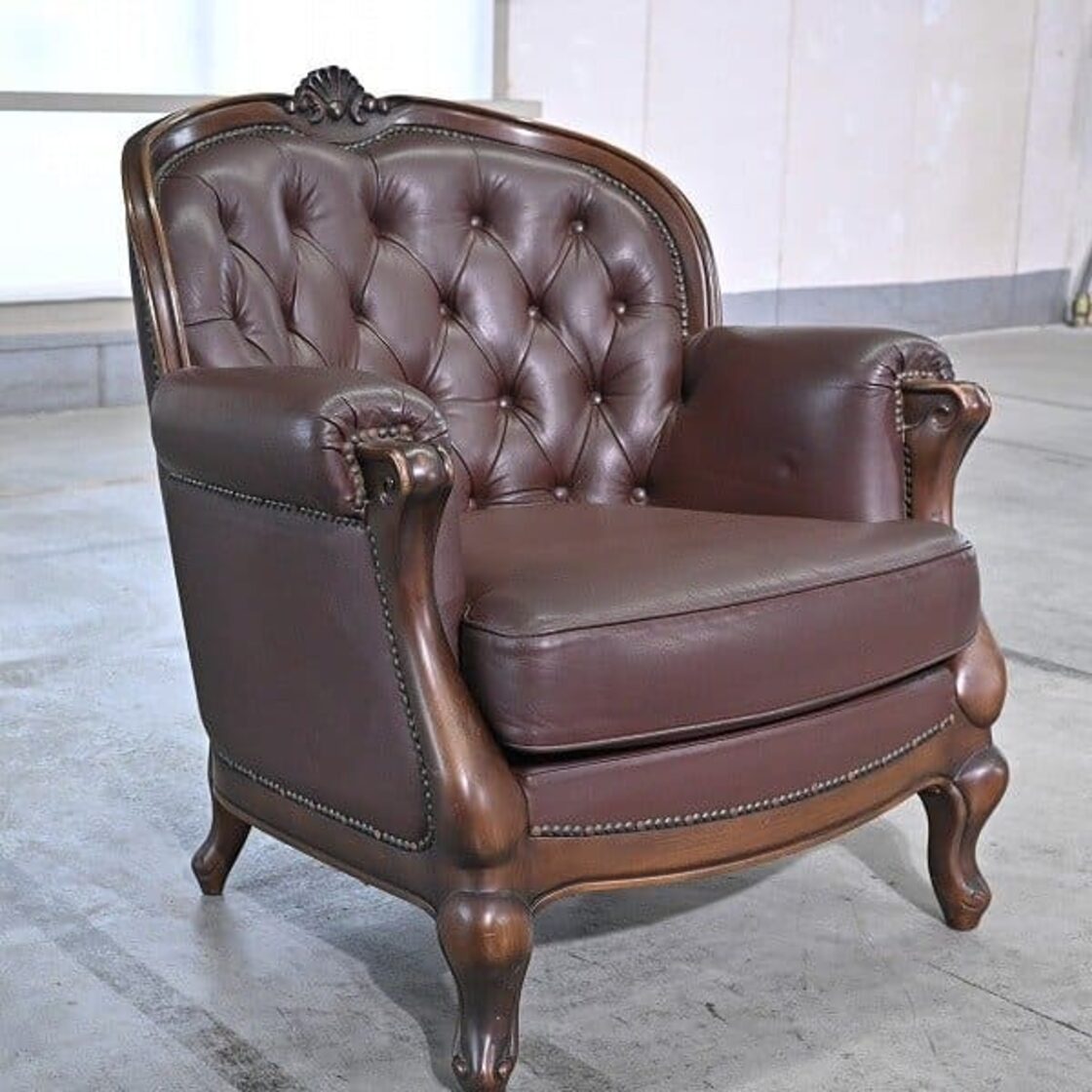 カリモク ドマーニ「ルイ15/LouisXV」1人掛けソファa 本革 シングル 1P 