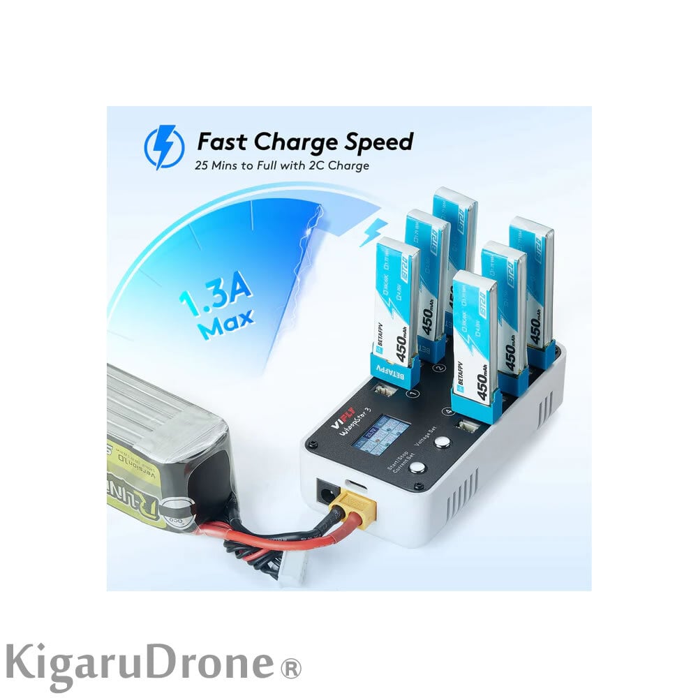 【BT2.0&PH2.0】 VIFLY WhoopStor V3 1セル充電器 (充電, ストレージモード BT2.0 and PH2.0) |  KigaruDrone