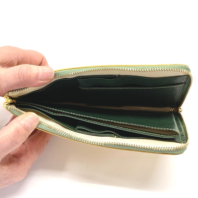 【SRK01SP】　1万円札が折らずに入る最少サイズの長財布「L字束入」　（イエロー系）