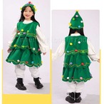 予約 コスプレ服 クリスマスツリーワンピース キッズサイズ 仮装 衣装 ツリー デザイン かわいい クリスマスパーティー イベント 撮影用 コスチューム キッズ用 可愛い ファッション 子供用 こども サンタ帽子付き グリーン 　ch1026