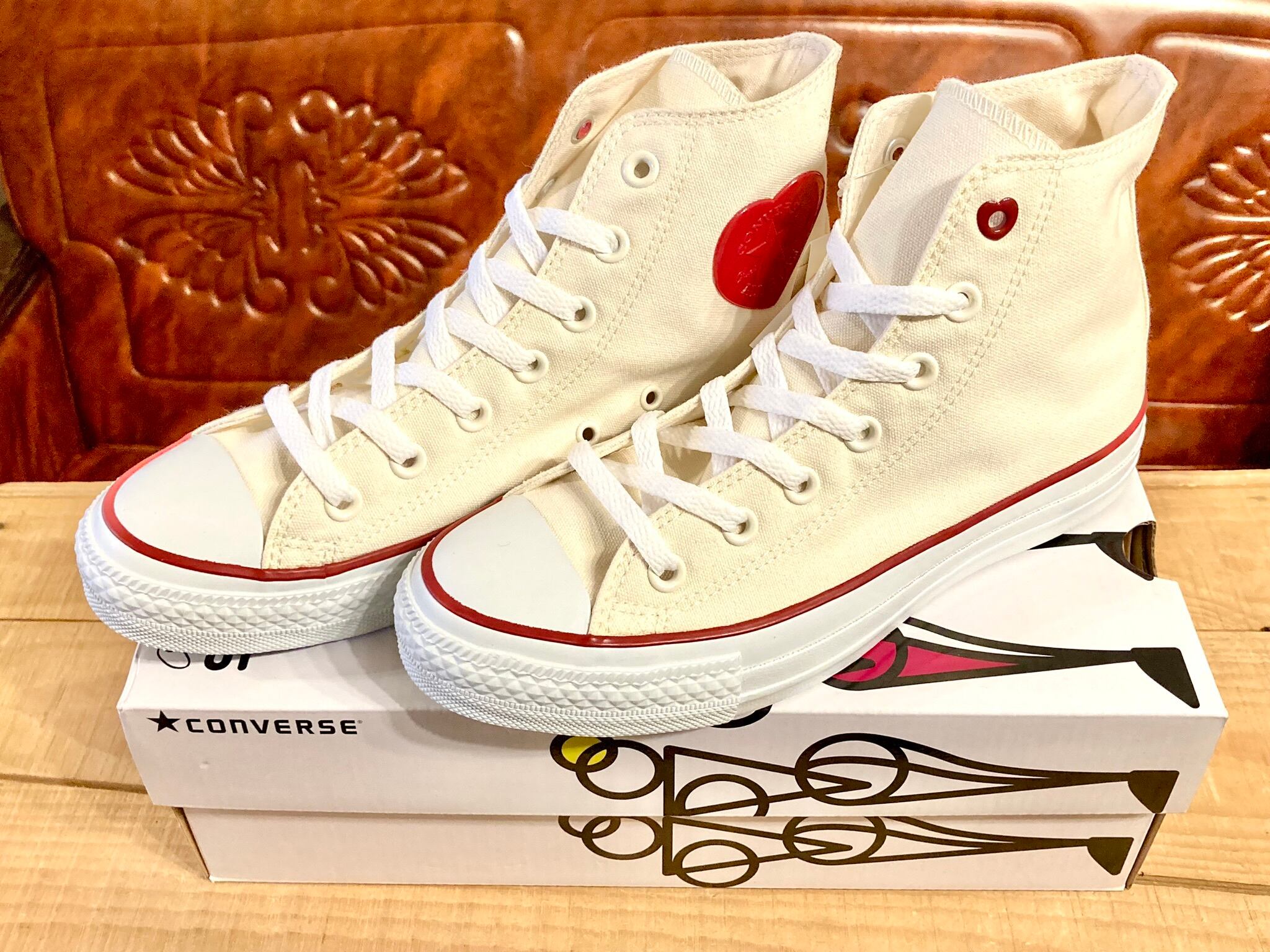 converse(コンバース) ALL STAR HEART PATCH(オールスター ハートパッチ) 白/赤 6 25cm ハイカット 233