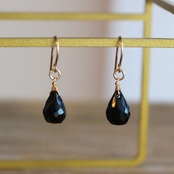 ✨8月誕生石✨ ブラックスピネル<ドロップカット>のピアス(K14GF)