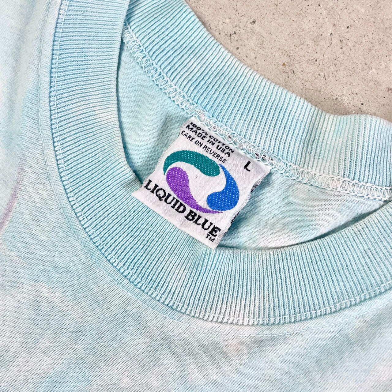 90年代 USA製 LIQUID BLUE 海 タイダイ アート ビッグプリント Tシャツ ...