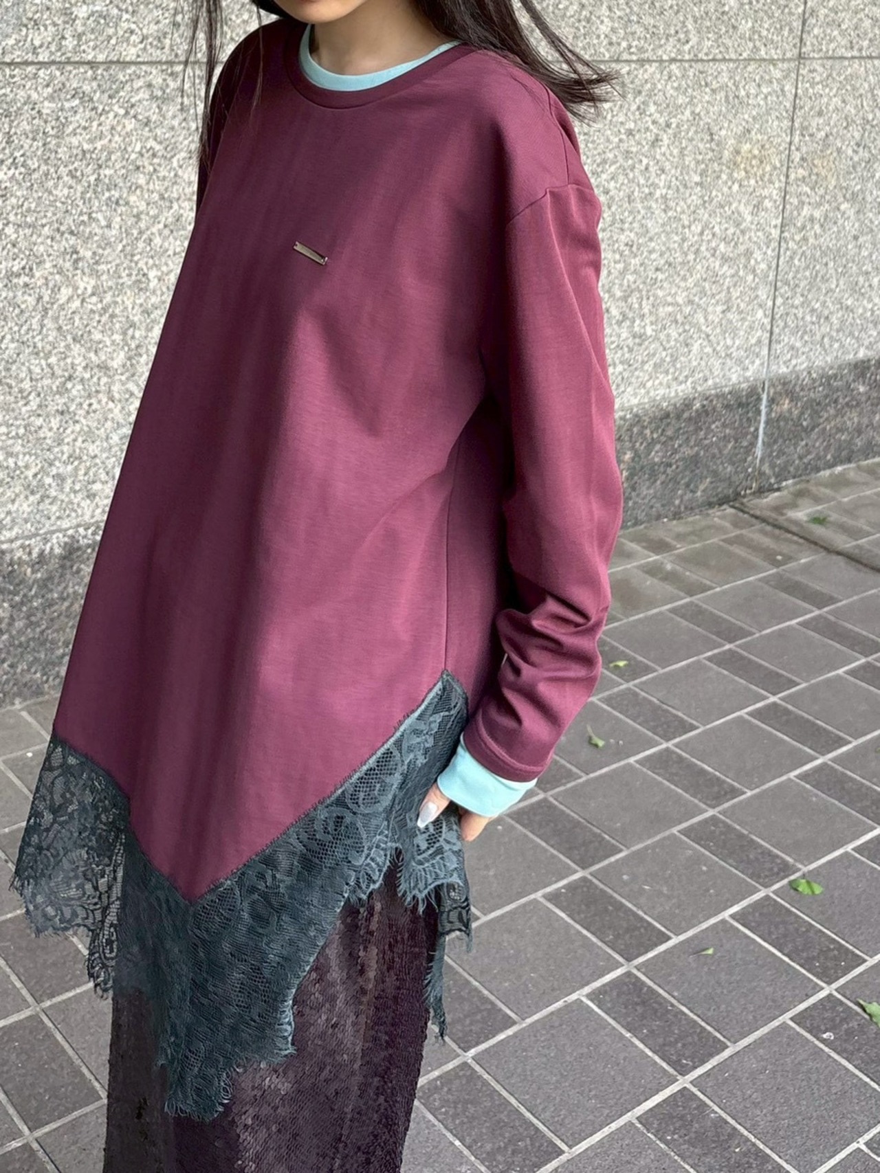 MMF132TEC アシメヘムレース 長袖Tシャツ