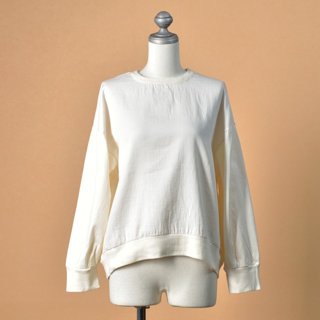 prit　プリット　度詰天竺ｘコットンツイル２重織り切り替えプルオーバー・アイボリー【送料無料】